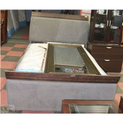 QUEEN SIZE WOOD AND FABRIC BEDFRAME
