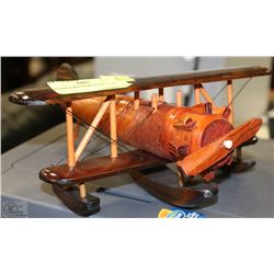 WOODEN WATER BI-PLANE 10"X11" ORNAMENT