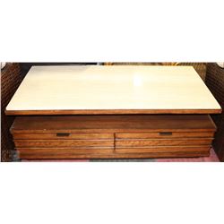 WOOD AND GRANITE TOP COFFEE TABLE