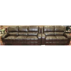 NEW DARK BROWN LEATHERETTE RECLINING SOFA AND