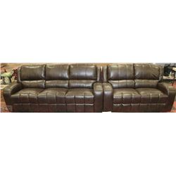 NEW DARK BROWN LEATHERETTE RECLINING SOFA AND
