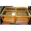 Image 1 : PAIR OF BAMBOO AND WICKER GLASSTOP END TABLES