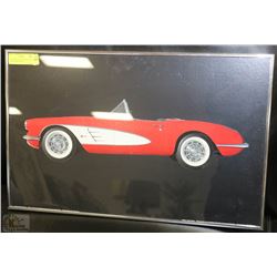 1962 CORVETTE FRAMED PICTURE 15"X24" LIMITED ED.