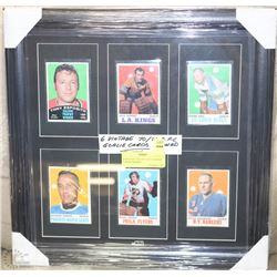 6 VINTAGE 1970-1971 O.P.C. GOALIE CARDS FRAMED