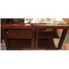 Image 1 : PAIR OF WOOD AND GLASSTOP END TABLES