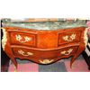 Image 1 : MARBLE TOP SIDETABLE WITH GOLD TONE ACCENTS (CRACK