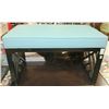 Image 1 : TEAL SNAKESKIN STYLE BENCH WITH WOOD FRAME
