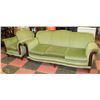 Image 1 : VINTAGE WOOD CARVED GREEN FABRIC SOFA AND CHAIR