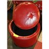 Image 1 : RED LEATHER COOLER STOOL WITH TOP THAT IS A TRAY