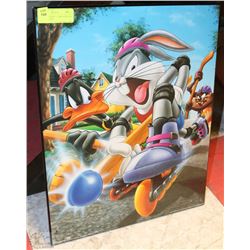 DISNEY BUGS BUNNY MOUNTED ON WOOD BACKING