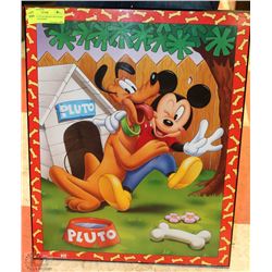 DISNEY PLUTO & MICKEY MOUNTED ON WOOD BACKING