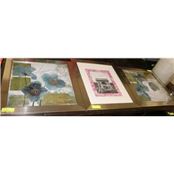SET OF 3 SILVERTONE FRAMED PICTURES