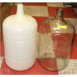 TWO WINE/BEER CARBOYS GLASS & PLASTIC