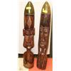 Image 1 : WOOD HAND CARVED 2 NATIVE FACES  38" H