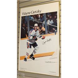 VINTAGE FRAMED WAYNE GRETZKY OILERS POSTER 35"X23