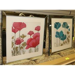 PAIR OF MIRROR FRAMED FLORAL PICTURES