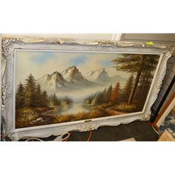 FRAMED ROCKY MOUNTAIN SIGNED PAINTING  55"X31"