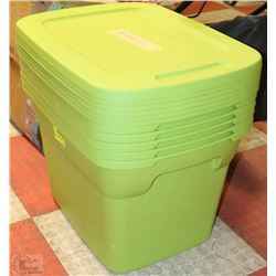 LOT OF 6 RUBBERMAID TOTES WITH LIDS
