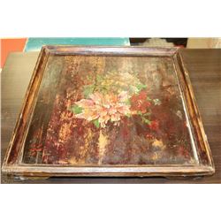 VINTAGE WOOD HANDPAINTED TRAY