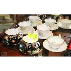 5 ASSORTED BONE CHINA TEA CUP AND SAUCERS