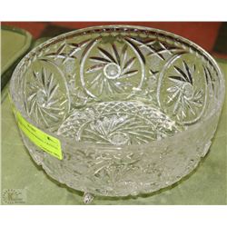 LARGE FOOTED PINWHEEL CRYSTAL BOWL