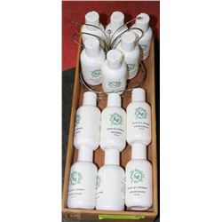 WOOD BOX W/NEW BODY WASH, SHAMPOO &