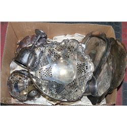 BOX W/ESTATE SILVER PLATED GOBLETS,