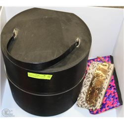 HARDCASE BLACK HAT HOLDER WITH 2 HANDBAGS