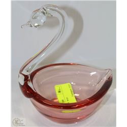 PINK ART GLASS SWAN