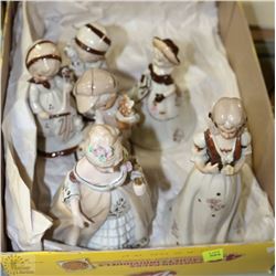 BROWN AND WHITE VICTORIAN STYLE FIGURINES