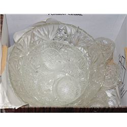 CUT GLASS PUNCH BOWL SET