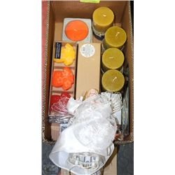 BOX OF NEW CANDLES AND ILLUMINATED TREE TOP ANGEL