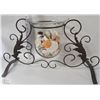 Image 1 : METAL BASE GLASS HURRICANE CENTERPIECE WITH