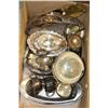 Image 1 : BOX OF ASSORTED SILVER PLATED DISHWARE INCL