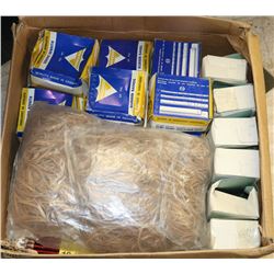 CASE OF NEW BINDER CLIPS,ELASTIC BANDS, PENCILS &