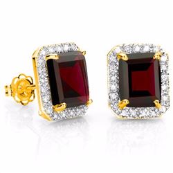 Natural Persian Red Garnet & Diamond 4.45 ct Earrings