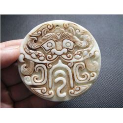 Old China White jade hand-carved Dragon Pendant