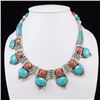 Image 1 : Tibet Hand Made Natural Turquoise & Coral Necklace