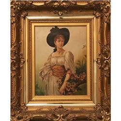 ANTIQUE FRENCH OIL ON CANVAS PAINTING CIRCA 1870