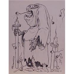Lorenzo Alessandri (b. 1927) Italian Surrealist, EYEBALL EATER, 1965, ink drawing on stiff wove...