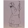 Image 1 : Lorenzo Alessandri (b. 1927) Italian Surrealist, WOMAN WITH CANDLESTICK, 1965, ink drawing on s...
