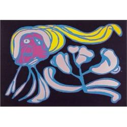 Karel Appel (b. 1921) Dutch, FLOATING FLOWER PASSION (black), color screenprint, signed in penc...