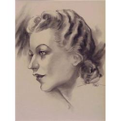 Ken Barker (20th Century) American Illustrator, STARLET, 1937, charcoal drawing, 14 x 10", sign...