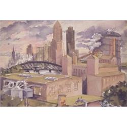 Ken Barker (20th Century) American Illustrator, NEW YORK, 1938, watercolor, 10 x 14", signed lo...