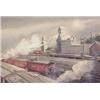 Ken Barker (20th Century) American Illustrator, TRAIN YARD, watercolor, 18 x 26", signed lower...