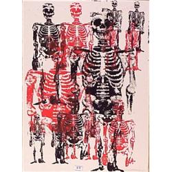 Ricardo Becerril (20th Century) American, SKELETON IN THE CLOSET II, color screenprint, signed...