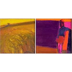 Henrietta Berk (20th Century) American, WHEAT; LEANING, (two) each an oil painting on canvas, 6...