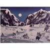 Image 1 : Earl Biss (20th Century) American, MOONLIGHT ON CRAZY WOMAN MOUNTAINS, color lithograph, signed...