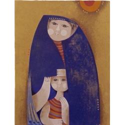 Sami Briss (b. 1930) Israeli, MOTHER & CHILD, color lithograph, signed in pencil, numbered edit...