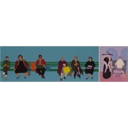 Gail Bruce (20th Century) American, PARK BENCH, color screenprint, signed in pencil, numbered e...